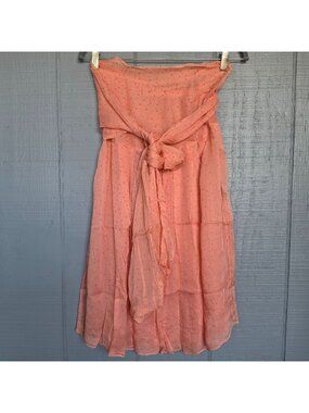 Calypso Christiane Celle Paloma Plumetis Silk Sheer Wrap Tie Skirt Polka Dot. M